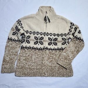 The Limited women Zip-Up Sweater in Cream and Brown